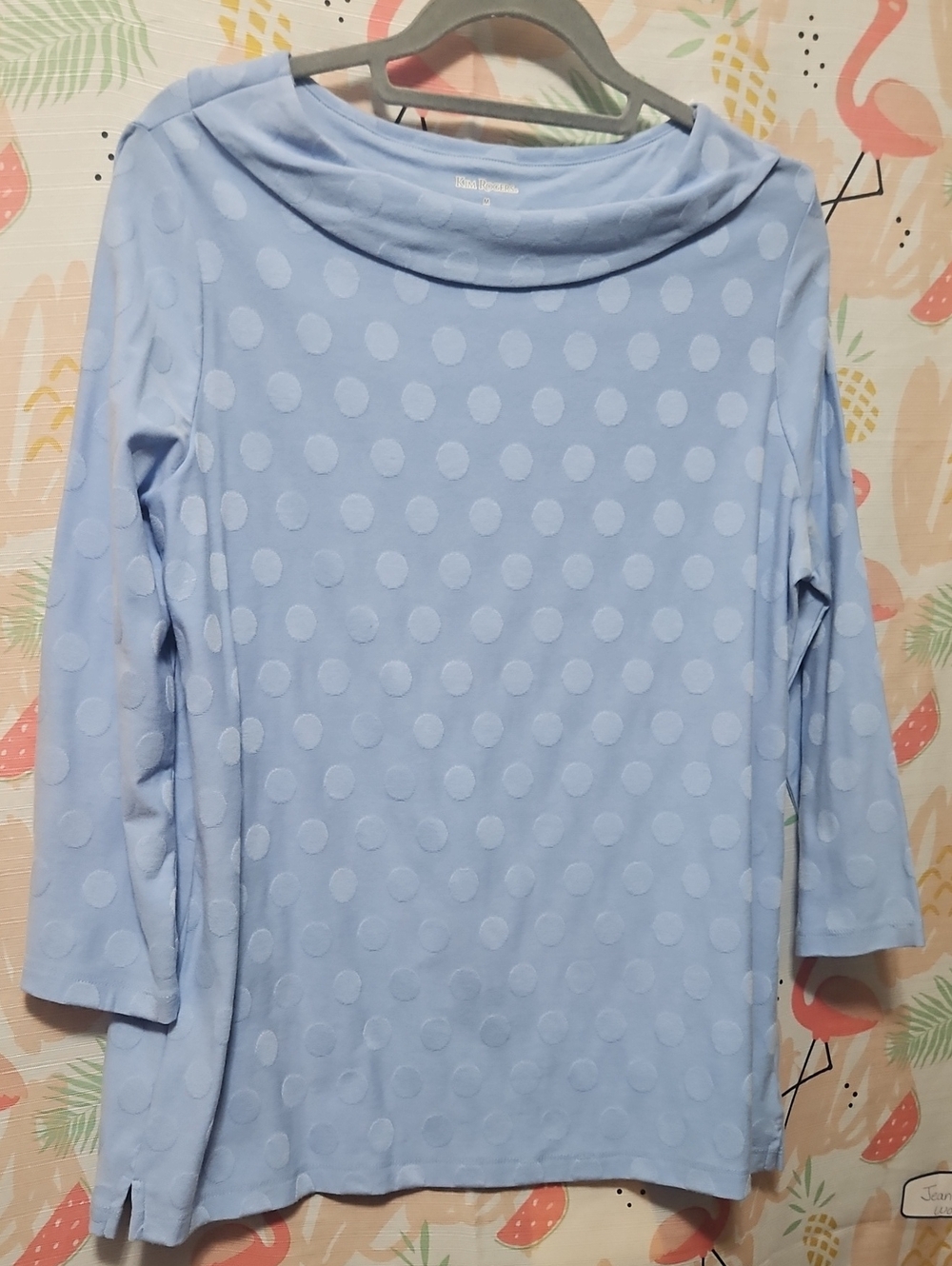 Kim Rogers tunic top long long sleeves, Blue polkadotted size medium🦋🦋